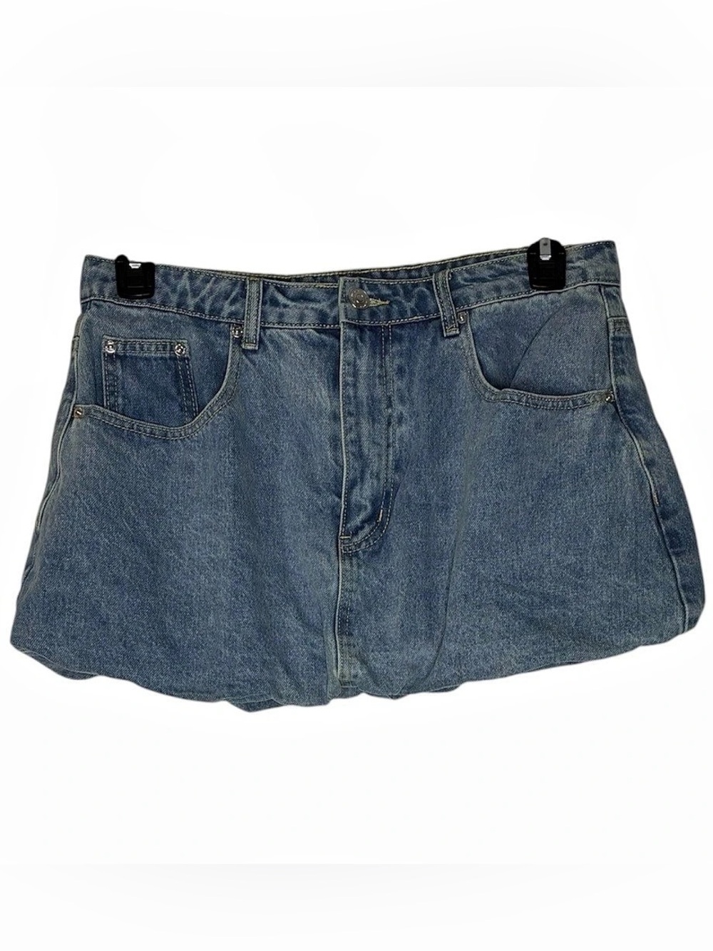 Steve Madden Simona Bubble-Hem Denim Mini Skirt Sz 30 NWT